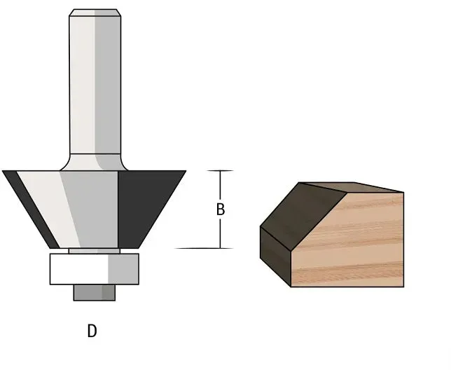 FAMAG Kantenfräser HM - Aussendurchmesser x Schneidenlänge x Gesamtlänge (mm): 36 x 12.7 x 53 - Schaftdurchmesser: 8 - a ( Grad ): 45°