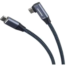PremiumCord USB-C gebogenes Kabel ( USB 3.2 Gen 2, 3 A, 60 Watt, 20 Gbit/s ) Baumwollgeflecht - 2 m