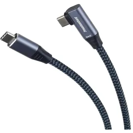PremiumCord USB-C gebogenes Kabel ( USB 3.2 Gen 2, 3 A, 60 Watt, 20 Gbit/s ) Baumwollgeflecht - 2 m