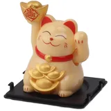 Maneki Neko Winkekatze Solar Winkende Arm Glückskatze, niedliche Glückskatze Dekofigur für Schreibtisch Wohnaccessoires Dekoration 2 Zoll (Yellow)