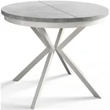 Alpi-Möbel Runder, Grau, Weiß, Holzwerkstoff, Rund, X-Form, 120x76x120 cm, Esszimmer, Tische, Esstische