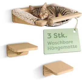 knupis Katzen Kletterwand Set Hängematte & 2 Katzentreppe Beige onesize