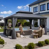 Purple Leaf Alu Pavillon 3,65 x 4,25 m inkl. 4 Seitenteile Grau