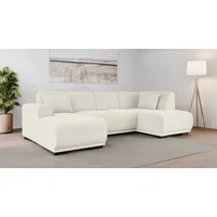 Wohnlandschaft HOME AFFAIRE "BORNHOLM U-Form mit Recamiere rechts/links, B/T/H: 300/162/85 cm", beige (creme), B:300cm H:85cm T:162cm, 100% Polyester, Sofas, U-Form mit Wellenunterfederung, Recamiere rechts oder links bestellbar