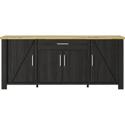 Buffet GAMI "Sequoia", schwarz, B:220cm H:93cm T:50cm, Spanplatte, Schränke, Wohnzimmer-Programm in Landhaus- und Industrial-Dekor