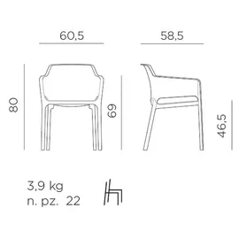 Nardi Net Stapelsessel 60,5 x 58,5 x 80 cm corallo