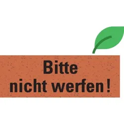 Aufkleber I Warnetikett Bitte nicht werfen!, rot, Graspapier, selbstklebend, 147x50mm, 6/Bogen