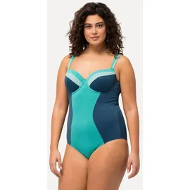 Ulla Popken Damen Badeanzug Glitter Softcups Bügel blau DE 46 / FR 46 (UK 18)