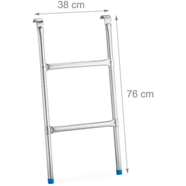 Relaxdays Trampolin Leiter zum Einhängen Blau/Silber 76 cm x 38 cm x 6 cm