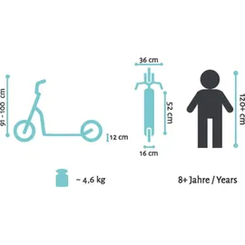 Star Scooter Alu City Tretroller klappbar ab 6 -7 Jahre | 205mm Wave Weiß - Weiß