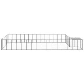 vidaXL Hundezwinger Schwarz 26,62 m2 Stahl - Überdachung (3082217)