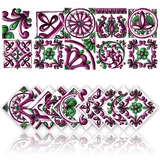 Cendray 20 Stück Fliesenaufkleber für Küche und Bad, wasserdichte PVC-Wanddekoration, Selbstklebende Mosaik-Dekoration, Retro-Architekturstil Fliesenaufkleber (10x10cm,Violett)