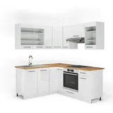 Vicco Eckküche Fame-Line, Küchenzeile Küche 190cm Weiß Hochglanz 190 x 160 cm ohne Arbeitsplatte
