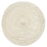 HAMID - Jute Teppich Rund Elfenbein, Alhambra Teppich Handgewebt 100% Naturfaser de Jute, Teppich Wohnzimmer, Schlafzimmer, Flurteppich Farbe Elfenbein, (100X100cm)