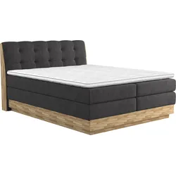 Boxspringbett HOME AFFAIRE "Naome", schwarz, B:201cm L:217cm, 100% Polyester, Komplettbetten, Boxspringbett, Boxspringbett, Inklusive Topper
