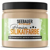 SEEBAUER diy Silikatfarbe Hellbraun 300ml für Innen (No. 616 Beech Wood) Atmungsaktive Mineralfarbe für Allergiker - Abwaschbare Wandfarbe - Brauntöne hohe Deckkraft