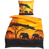 Traumschlaf Afrika Mako-Satin Gelb 135 x 200 cm + 80 x 80 cm