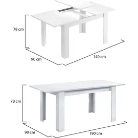 Dmora Dilici 140/190 x 78 x 90 cm weiß