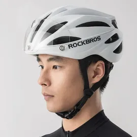 ROCKBROS Fahrradhelm mit Glas, abnehmbare Gläser mit Uv-Schutz, Unisex - Braun - Bronze