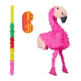 relaxdays Papierdekoration 3-teiliges Pinata Set Flamingo gelb|rosa|rot