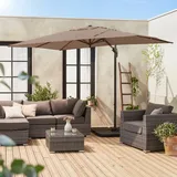 sweeek Rechteckiger Sonnenschirm 2x3 m - Antibes - Taupe - Ampelschirm, kippbar, faltbar und drehbar 360 - Groß