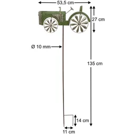 DanDiBo Ambiente Gartenstecker Traktor XL 135 cm Grün