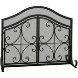 Homcom Kaminschutzgitter, Kamingitter mit magnetischen Türen, Ofenschutzgitter, dekoratives