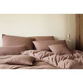 ELEGANTE Solid Stripe Braun 135 x 200 cm + 80 x 80 cm