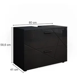 Vicco Waschbeckenunterschrank Irma 80 x 59 x 41 cm Anthrazit Hochglanz
