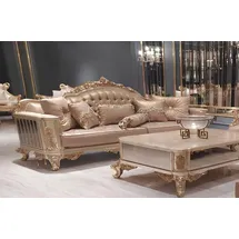 JV Möbel Sitz Dreisitzer Sofa 3 Sitzer Klassische Couch Sofas Stoff Stil Barock Samt Neu
