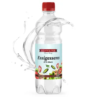 Feinwälder® Essigessenz 25% Säure im 1 kg Flasche 1000ml | weißer Haushaltsessig | natürlicher Essigreiniger und Entkalker I Essig