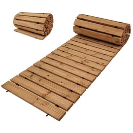 Baumarktplus Holzpfad ausrollbar 250x43x2 cm rustikales Tannenholz Anti-Rutsch Oberfläche wetterfester Holzweg