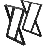 ML-Design 2 Stück Tischbeine 50xH71cm, Tischkufen X-Form, aus Stahl pulverbeschichtet, Schwarz, Industriedesign, Kufengestell für Esstisch/Schreibtisch