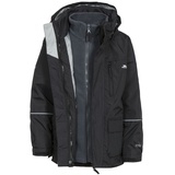 Trespass Prime II, Black, 3/4, Wasserdichte 3-in-1 Jacke mit Kapuze, herausnehmbare Innenjacke aus Fleece für Kinder / Unisex / Mädchen und Jungen, 3-4 Jahre, Schwarz