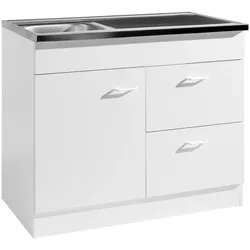 Spülenschrank KOCHSTATION "KS-Elster", weiß, B:100cm H:85cm T:50cm, Holzwerkstoff, Schränke, Breite 100 cm