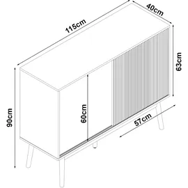 [en.casa] Sideboard Landskrona 115x40x90 cm Eichenoptik