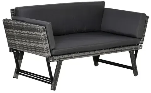 Outsunny Sofa, BxHxL: 63 x 67 x 129 cm, Stahl/PE-Rattan/Polyester - grau
