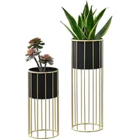 [en.casa] Blumenständer Mortsel 2er-Set 60 x 30 cm Schwarz