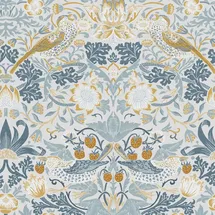 William Morris At Home Vliestapete Strawberry Thief 59 cm x 10 m Blau