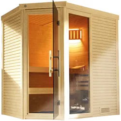 Weka Premium Massivholzsauna Cubilis 1 mit Glastür+Fenster 45 mm Ohne Ofen inkl. Montageservice