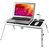 Laptoptisch Höhenverstellbar, Verstellbarer Laptopständer Klappbar Laptop Schreibtisch Bett mit Usb-Lüftern Laptoptisch fürs Bett Tragbare Notebook-Ständer für Das Schlafsaal-Schlafsofa im Home Office