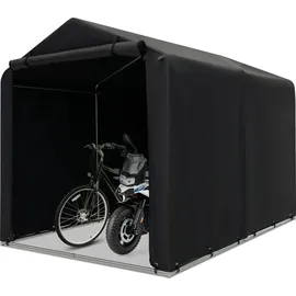 Costway Fahrradabdeckung 160x218x164cm Fahrradgarage mit aufrollbarer Reißverschlusstür grau