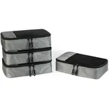 Amazon Essentials 4-teiliges Packwürfel-Reisezubehörset, Gepäckorganizer mit Doppelreißverschluss, Netzoberseite, Polyester, klein, grau (früher Amazon Basics)