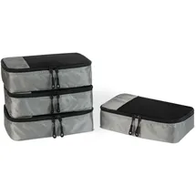 Amazon Essentials 4-teiliges Packwürfel-Reisezubehörset, Gepäckorganizer mit Doppelreißverschluss, Netzoberseite, Polyester, klein, grau (früher Amazon Basics)