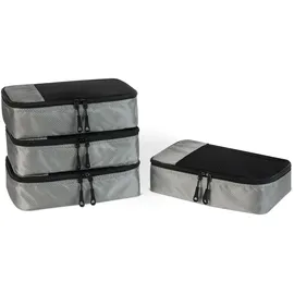 Amazon Essentials 4-teiliges Packwürfel-Reisezubehörset, Gepäckorganizer mit Doppelreißverschluss, Netzoberseite, Polyester, klein, grau (früher Amazon Basics)