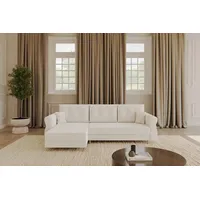 Altdecor Ecksofa mit Schlaffunktion und Bettkasten APOL-L 242x175x90 Weiß