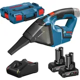 Bosch Akku-Sauger GAS 12V / 2x 4,0 Ah Akku + Ladegerät inkl. Zubehör-Set in L-Boxx