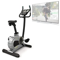 Bluefin Fitness Tour 5.0 Hometrainer Spin Bike Heimtrainer Fahrrad | Live Video Training | Bluetooth | Kinomap Handy App | Fitness Geräte für zuhause | Schwarz & Grau Silber