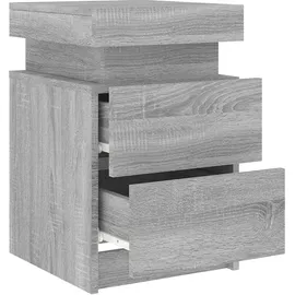vidaXL Nachttisch mit LED-Leuchten Grau Sonoma 35x39x55 cm