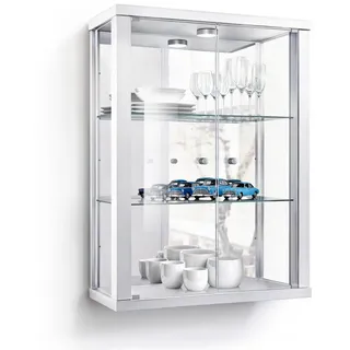 K-Möbel Hängevitrine Glas, 2 Fächer, Rechteckig, 60x80x25 cm, Wohnzimmer, Wohnwände, Vitrinenschränke - 2 Jahre Gewährleistung - mind. 14 Tage Rückgaberecht - Weiß